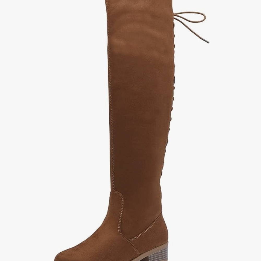 Over-the-Knee Suede Boot in Chestnut Brown